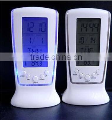 Digital LCD display time and thermometer snooze clock / Square blue LED digital clock / Music clock / automatic calendar clock