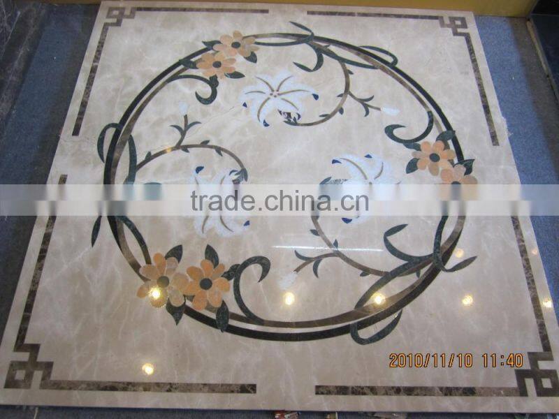 hot design flower pattern marble waterjet medallion