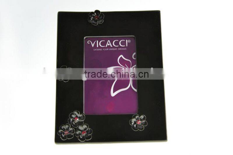 Hot Sale Polyresin Shinny Black And White Photo Frame Made with Swarovski Elements