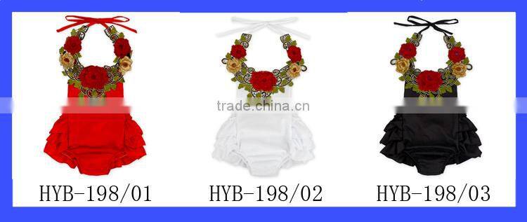 Wholesale Fashion Design Baby 3D Rose Flower Halter Bodysuit Backless Custom Made Rompers