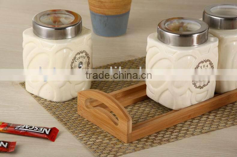 canister set with stainless & window lid