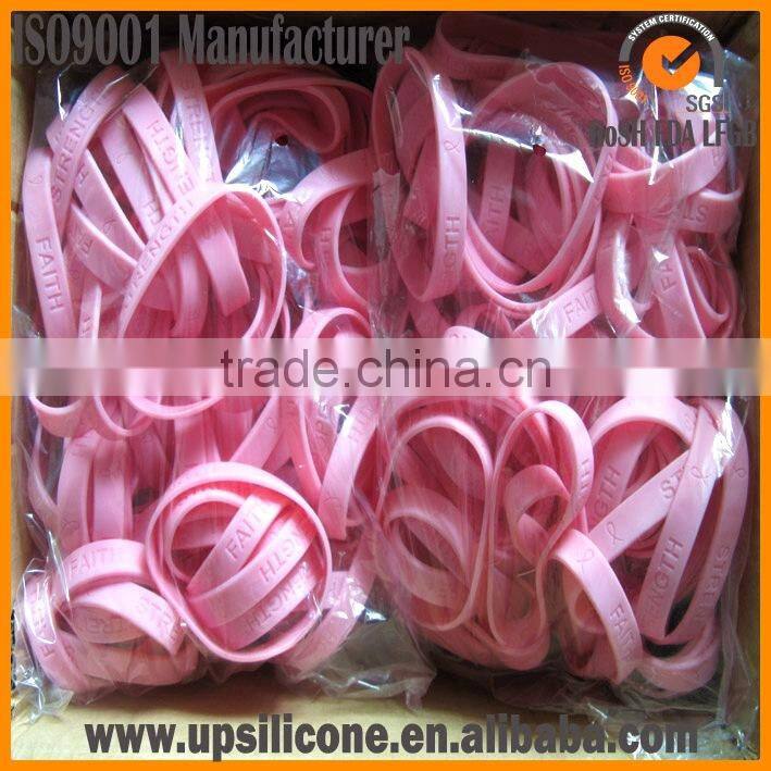 Breast Cancer Silicone Bracelets , Breast Cancer Awareness Promotional Gift Silicone Bracelet Wholesale