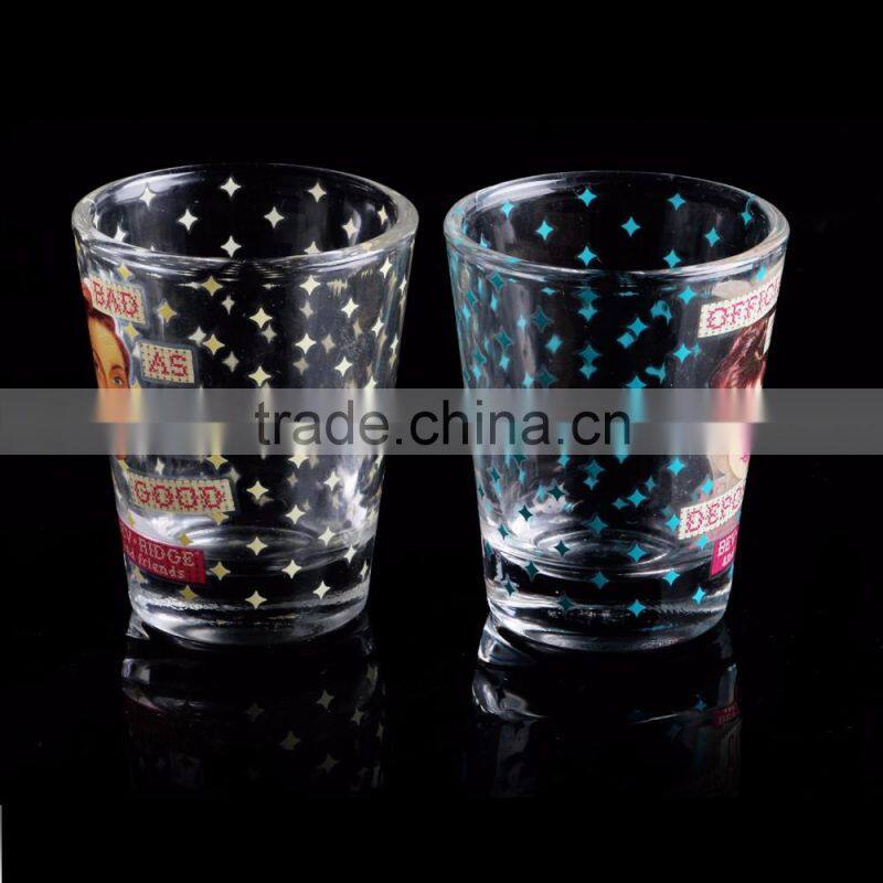 transparent custom silk decal printing glass mug for drinking
