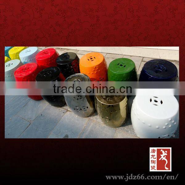 Modern design good quality glazed chinese black ceramic indian stool for garden decor