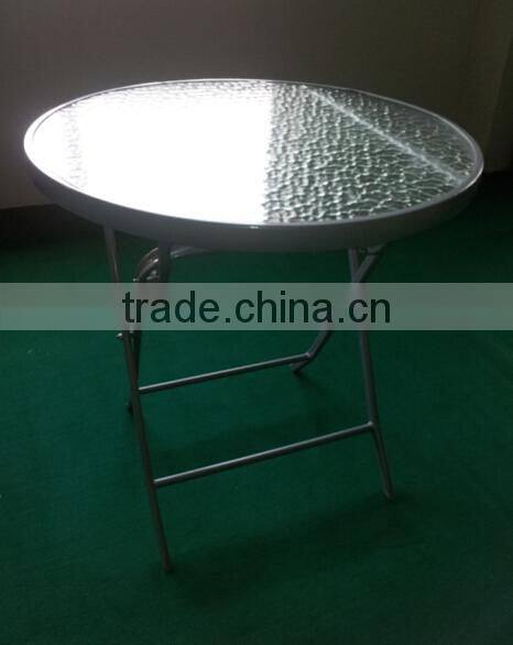 Steel folding glass table
