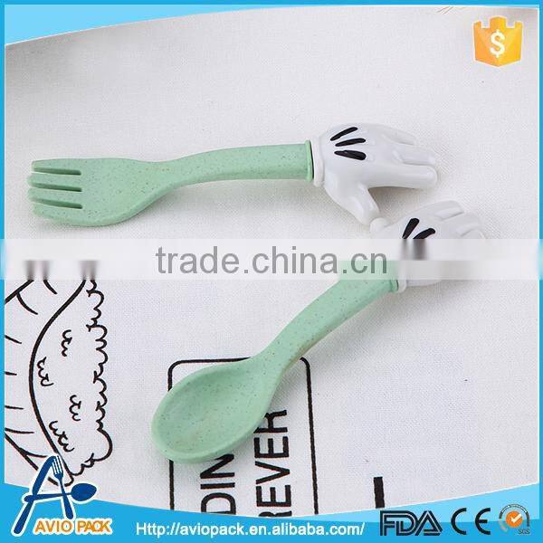 Food grade plastic spoon and fork set for baby