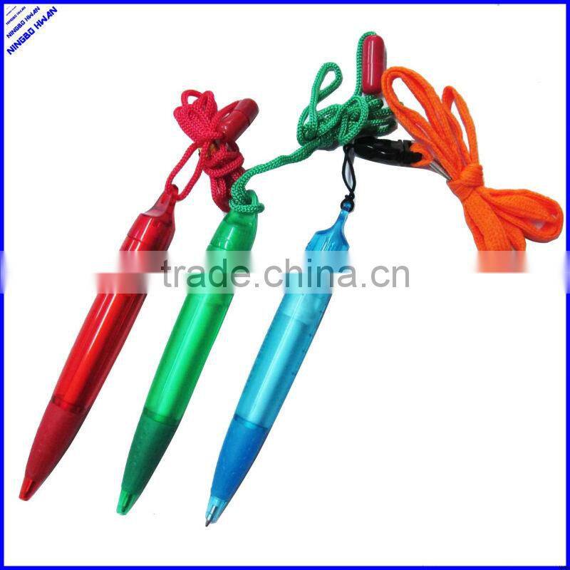 Hot sale new cartoon capsule shape funny pen with string