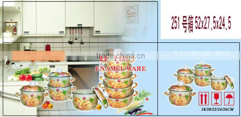 Nice enamel casserole with normal and hollow handle