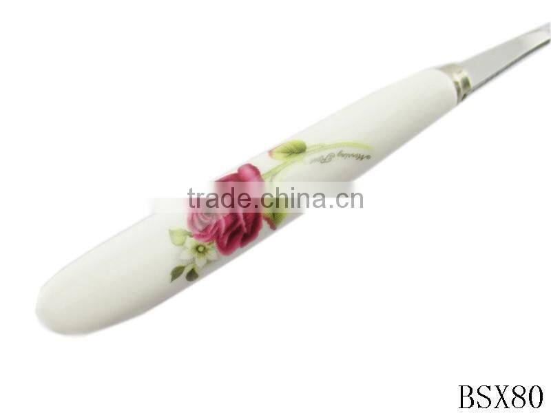high quality ceramic long handle soup spoon