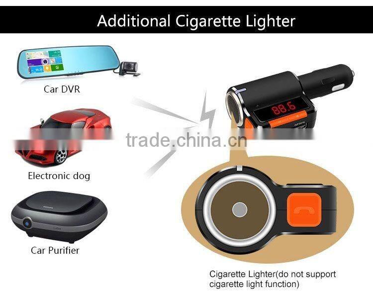 Dual USB Auto Car Charger kit with Wireless Bluetooth Hands Free Calling speaker MP3 Player FM Transmitter cigar lighter