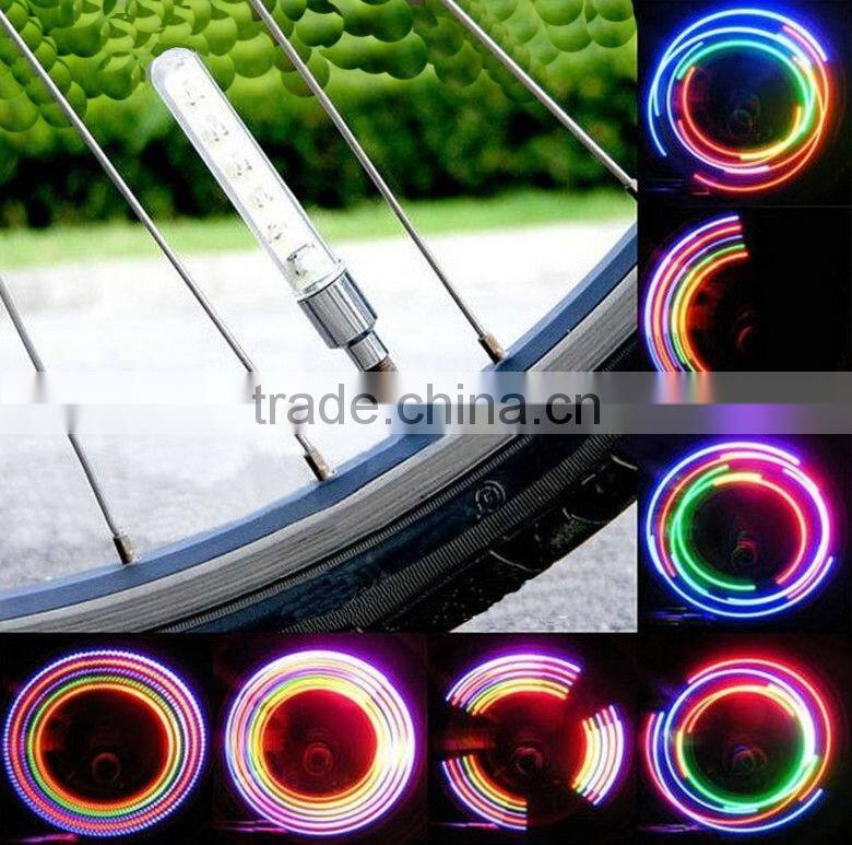 2016 new 5 LEDs Bike Wheel Tire Valve Cap Neon Light Bicycle Spoke Lamp