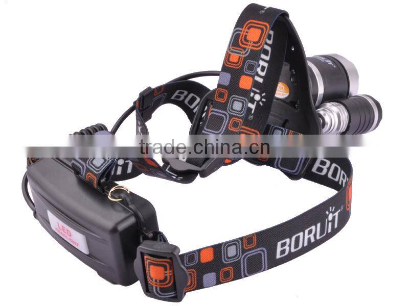 Boruit RJ-3000 3xT6 LED 920Lm 4 Mode High Power Rechargeable Headlamp