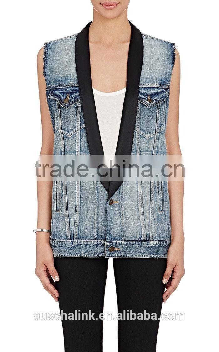 new arrival Autumn fashion design girls denim vest wholesale