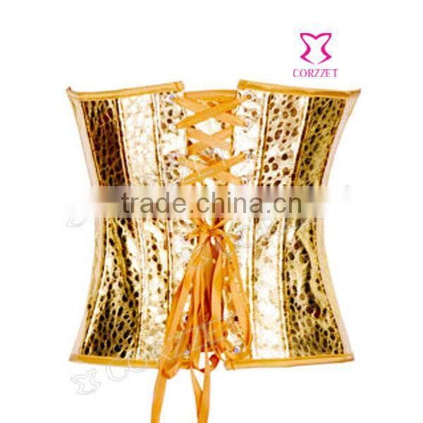 Factory Wholesale Women Leather Corset Bustiers Gold/Silvery PVC corst