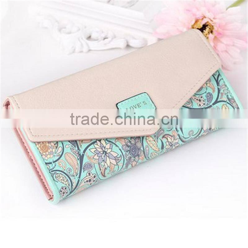 Korean popular style flower soft Envelope wallet purse for women and girls