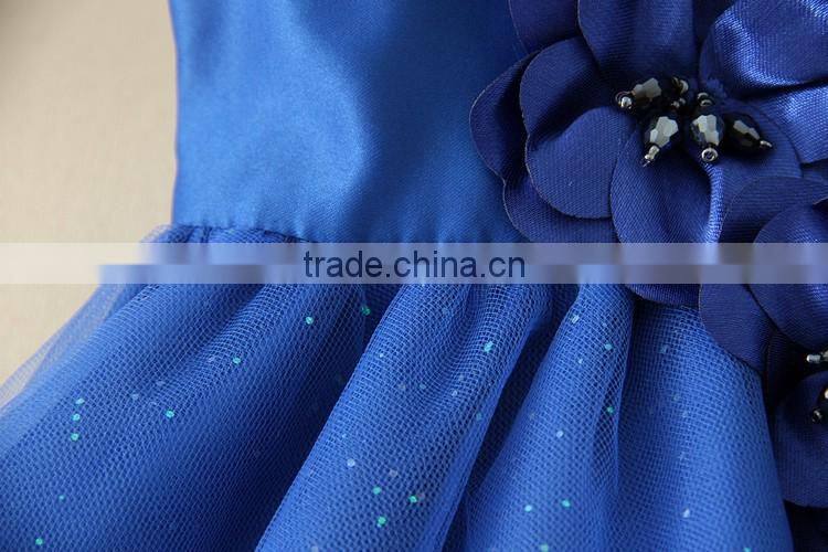 2017 Indian and Pakistan girls without dress toddler Blue Flower girls Performance dresses Turkish shell sequins party dresses