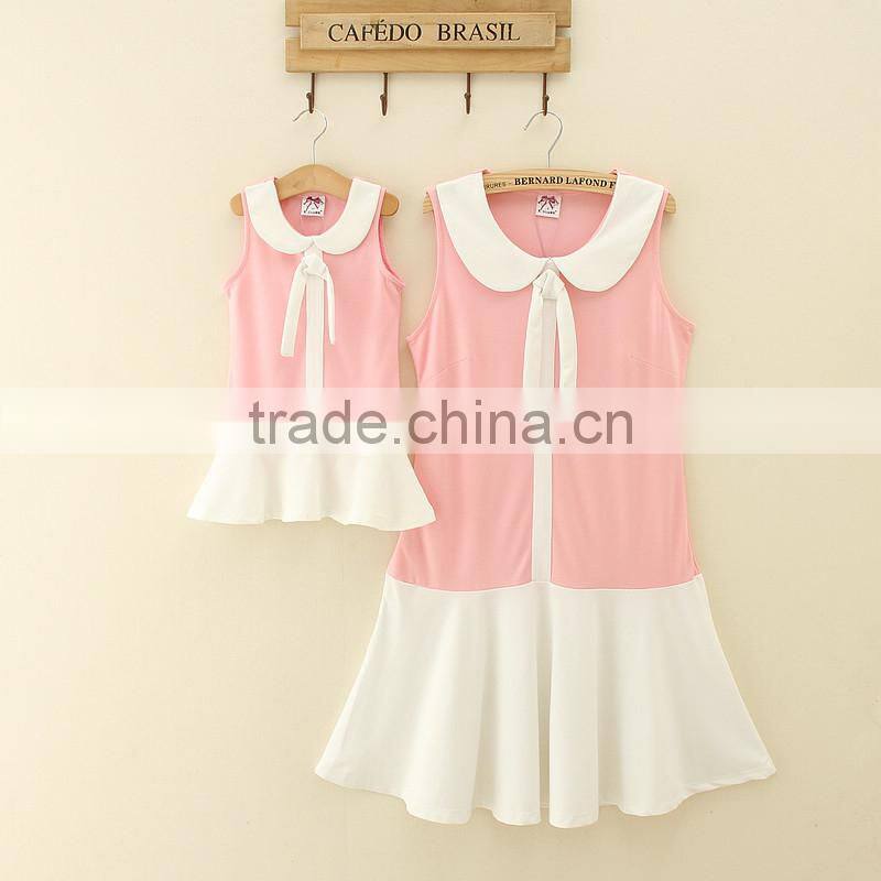 Hot selling school uniform style design mother daughter dresses clothes