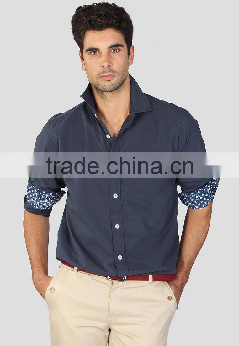 wholesale navy long sleeve casual polo shirt for men