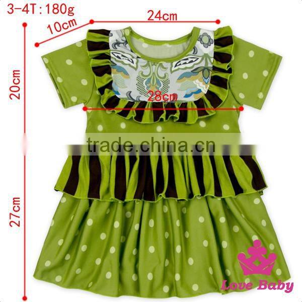 Soft Cotton Stitching Ruffle Baby Tops One Layers With Printed Fabric Short Sleeve Shirts