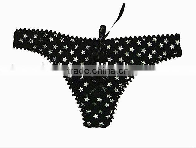 Hot girls new design fancy star print black sexy panties underwear