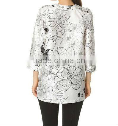2014 summer women printed satin chiffon tops