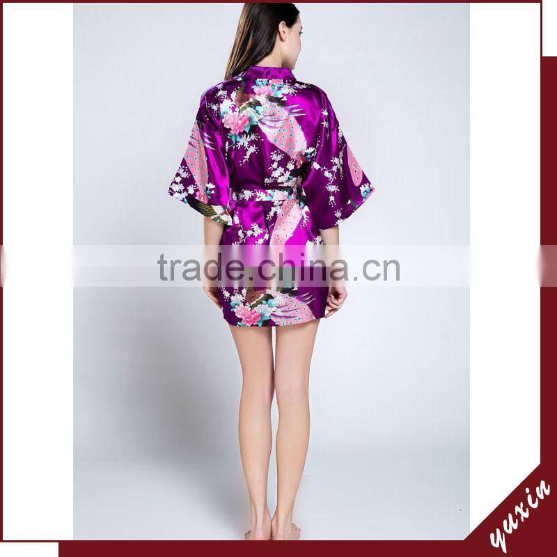 Factory wholesale satin plain bath robe satin robe silk robe WR016