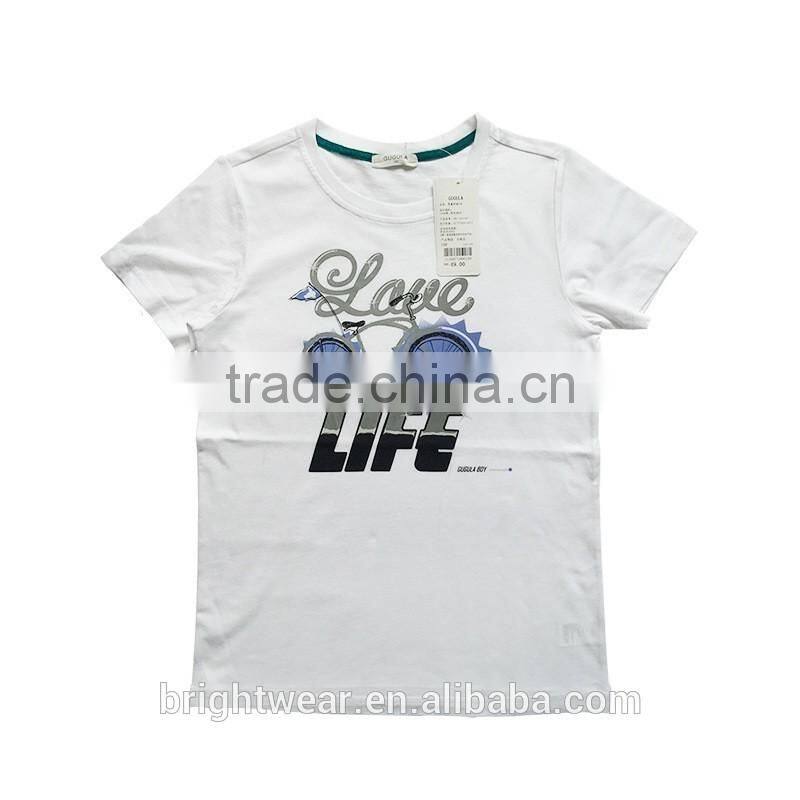 boy's 100% cotton basic t-shirt simple style with digital printing for summer