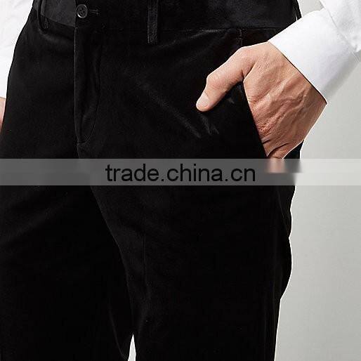 Men's Black smart velvet skinny fit pants