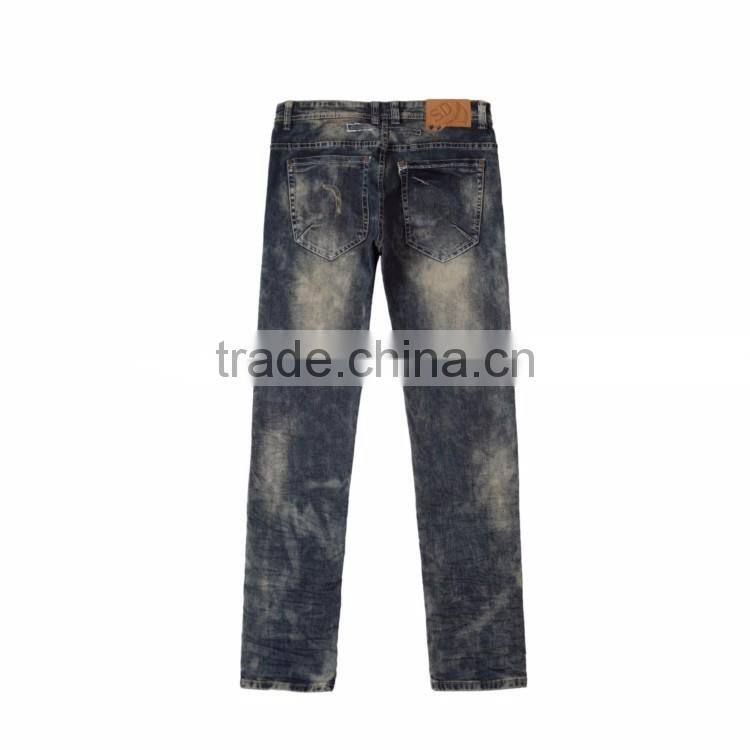Top sale New design Autumn customized blue hole design denim ripped jeans men 2017 denim