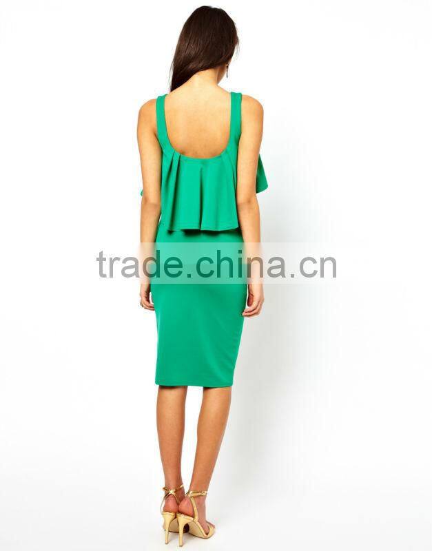 Midi Pencil Dress With Ruffles