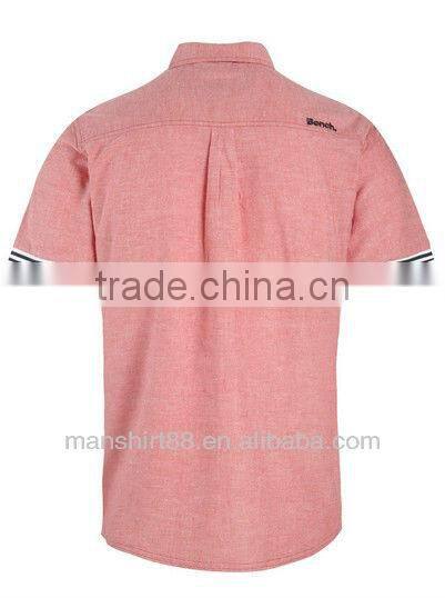 double round trim collar short sleeve oxford boys shirt