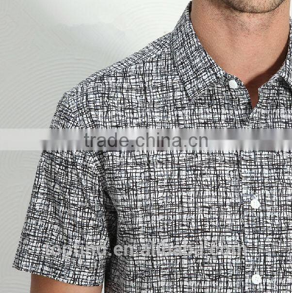 Hawaii style fashion summer mercerized cotton printing short shirts for man
