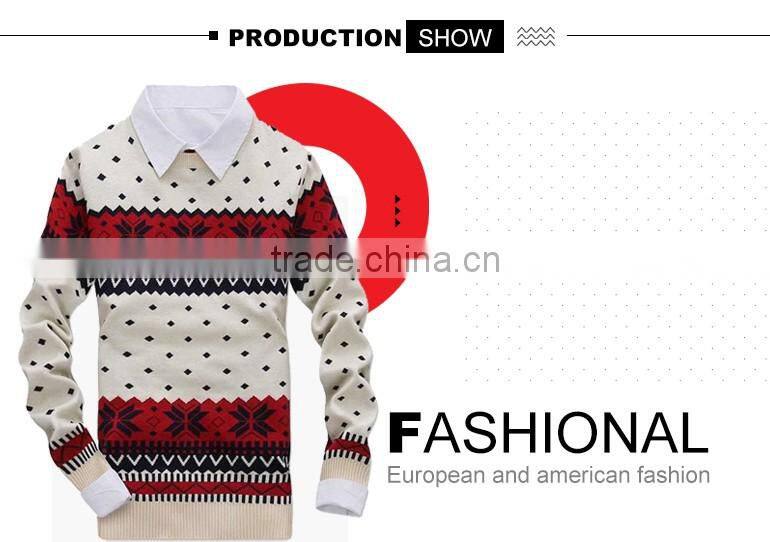 christmas mans brand clothes norwegian jacquard patterned tight pullover sweater for wholesale