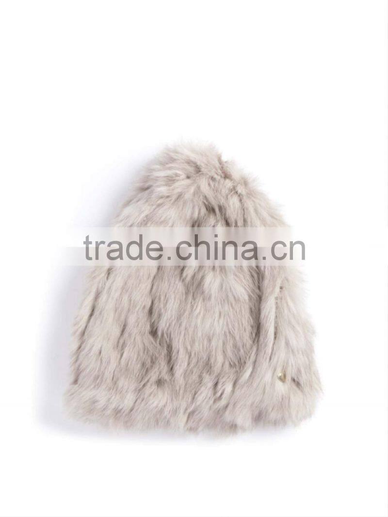 YR419 Stretch Knitted Beanie Real Rabbit Fur/China Factory Sale Hats