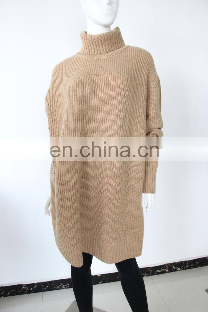Pretty steps 2017 stylish elegant Solid Color Classic camel oversize cashmere turtleneck sweater for women