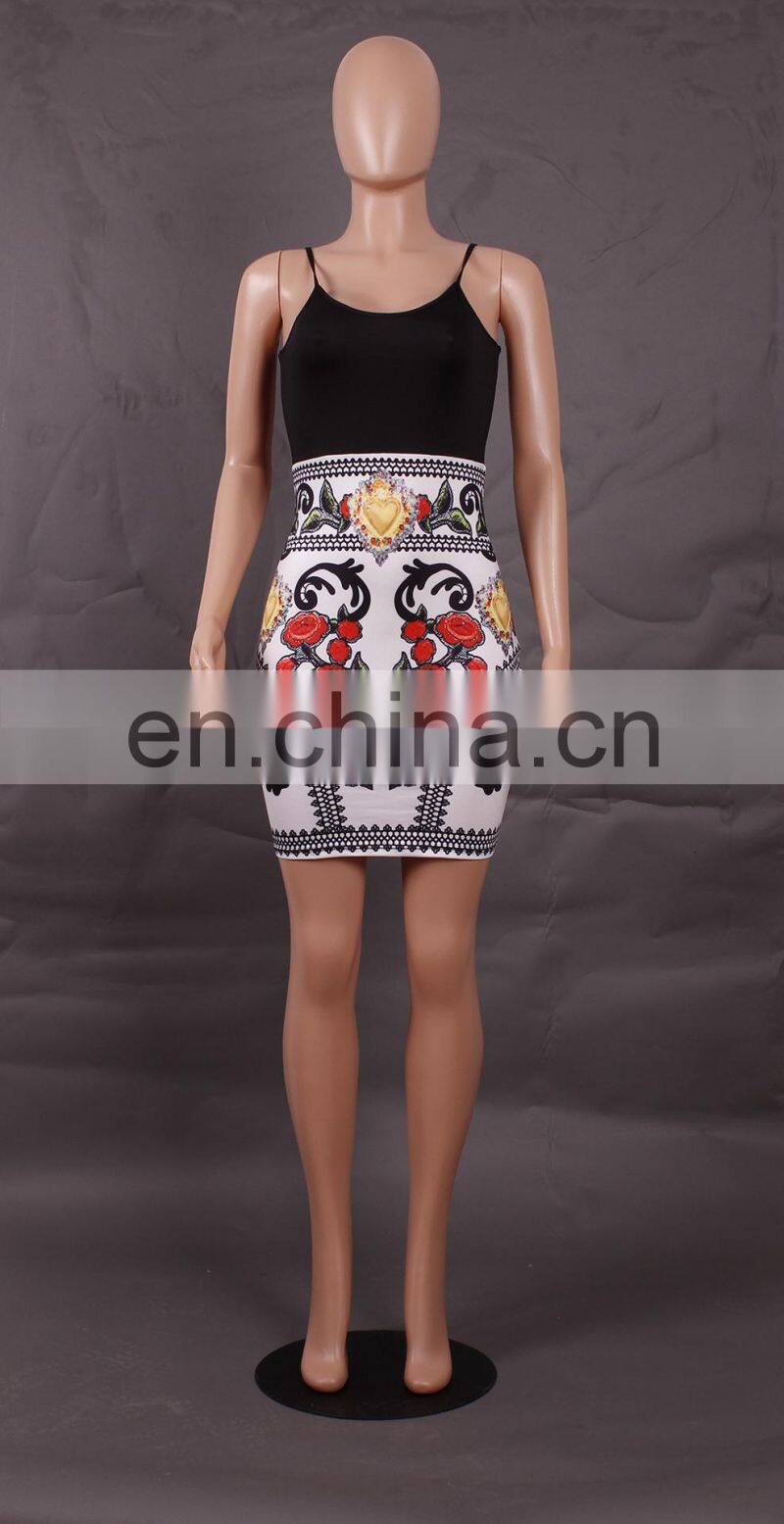 Europe And America Printing Sexy Sling Package Hip Dress