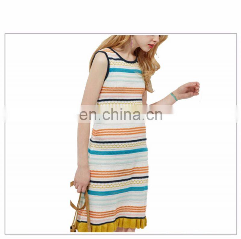 2017 New Style Women Colorful Strip Knited Dresses Pencil Skirt