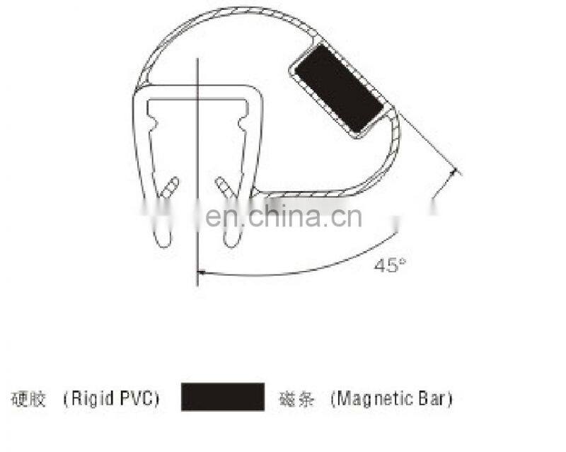 Magnetic shower door seal strip for couping 90 degree glass doors