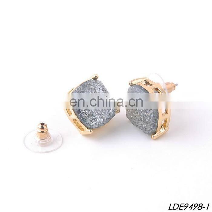 Star and moon studs square jakets earring