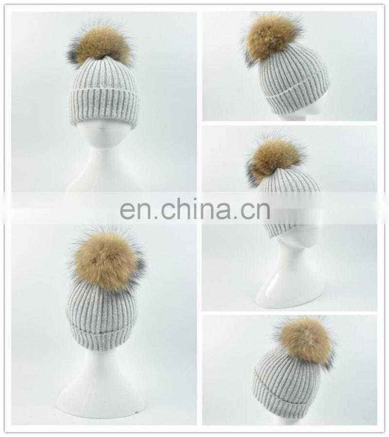 Headband Warm Fur Pom Pom Hat Wholesale Baby Knitting Crochet Hat