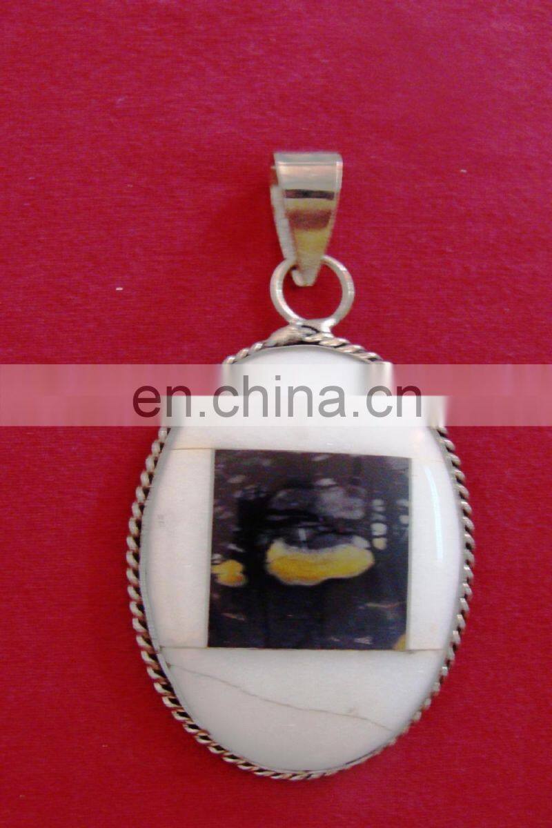 Unique Red Brass Coral Pendant