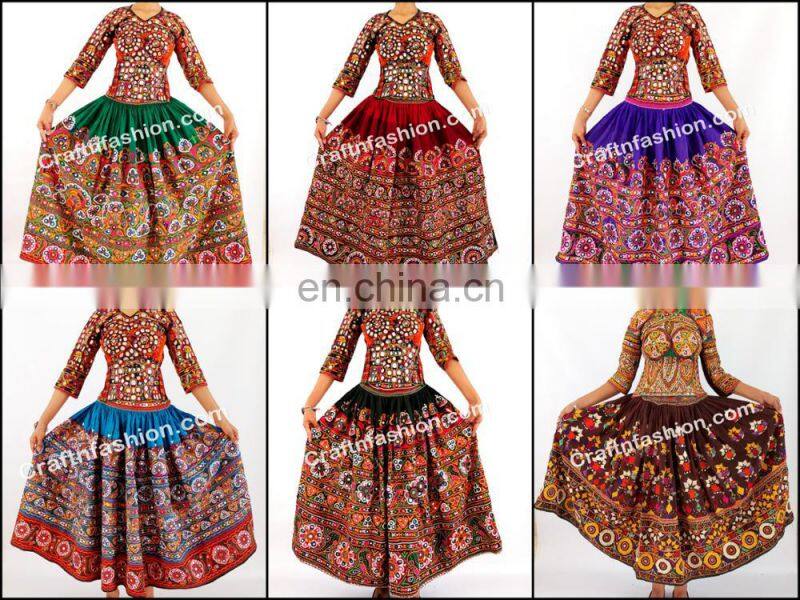 Tribal Ethnic Belly Dance Floral Skirt- Indian old VINTAGE Gujarati kutchi Skirt - Vintage Embroidered Multi boho banjara skirts