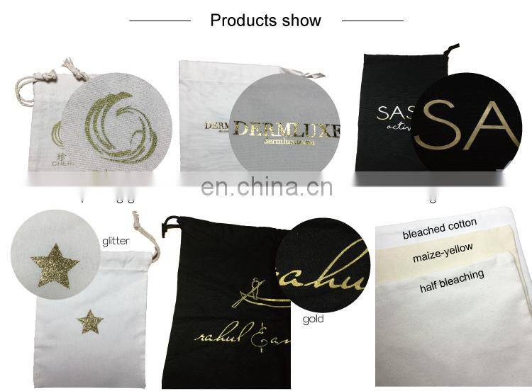 custom gold logo drawstring pouch bags dust bag with two strings
