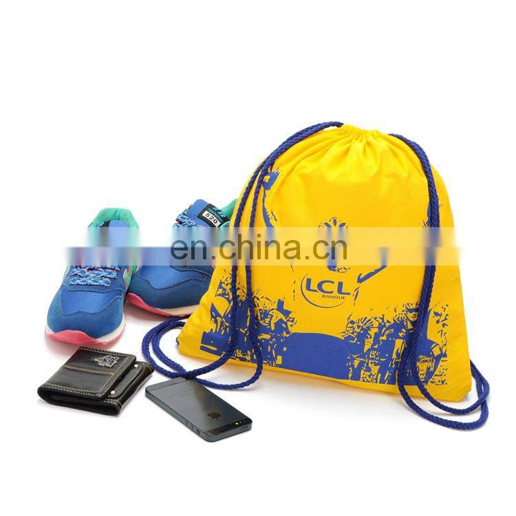 Custom cotton canvas draw string tote bag