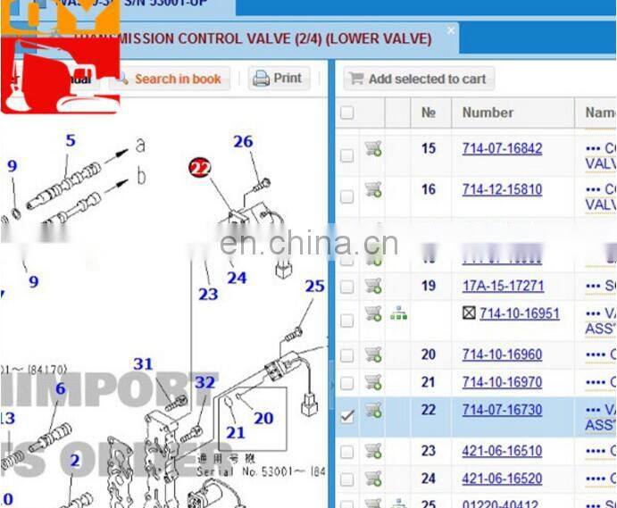 WA420-3 WA470-3 excavator Solenoid Valve 714-07-16730 valve solenoid