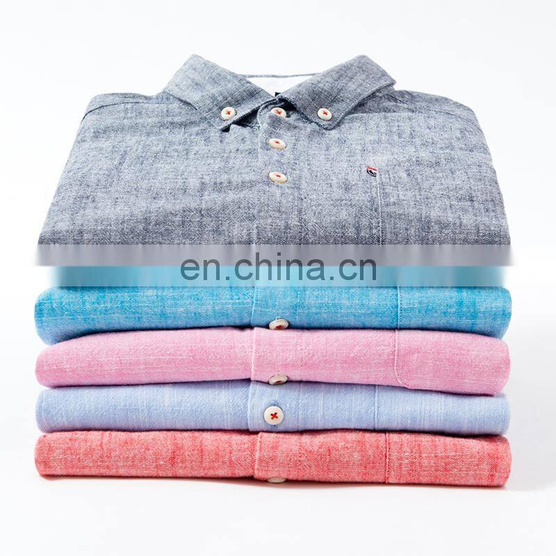 OEM Wholesale Mens long sleeve plus size heather colors linen casual shirts