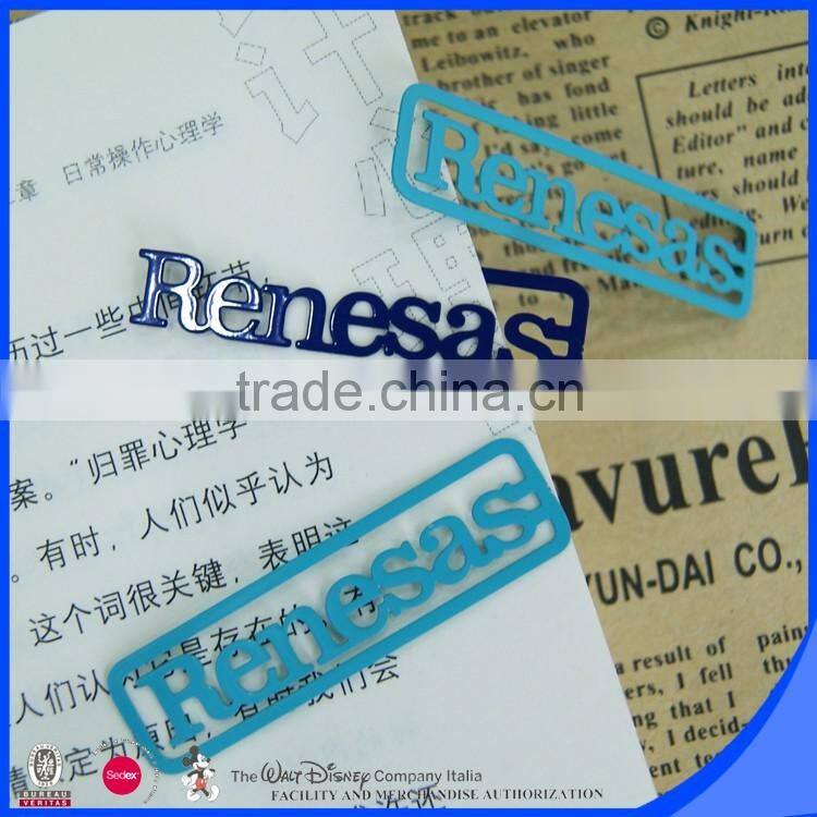 Etching letter bookmark with assorted color painted from factory