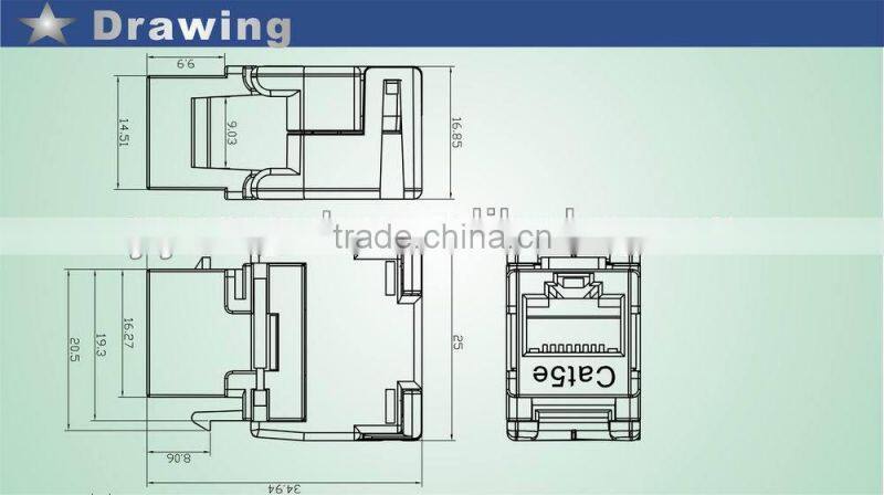 UTP CAT 5E RJ45 Keystone Jack Tooless