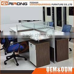 Cheap modern simple design aluminium leg wooden melamine 2 person office workstation with partition