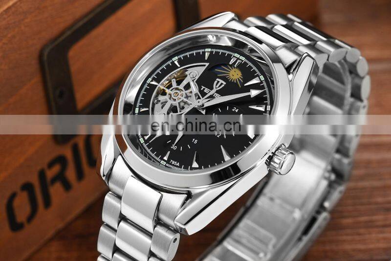 TEVISE 795A Automatic Mechanical Chronograph Men Watch Tourbillon Self-Wind Stainless Steel Luxury Gold Wristwatch